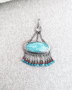 Boho summer statement pendant with coral beads