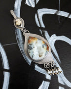 Rose cut natural pyrite bail in oxidized sterling silver