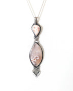 Two stone pendant with delicate cubic zirconia beaded fringe and artisan handmade finish
