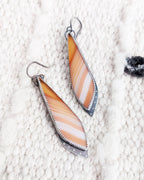 Autumn-inspired statement earrings with candy corn striped agate