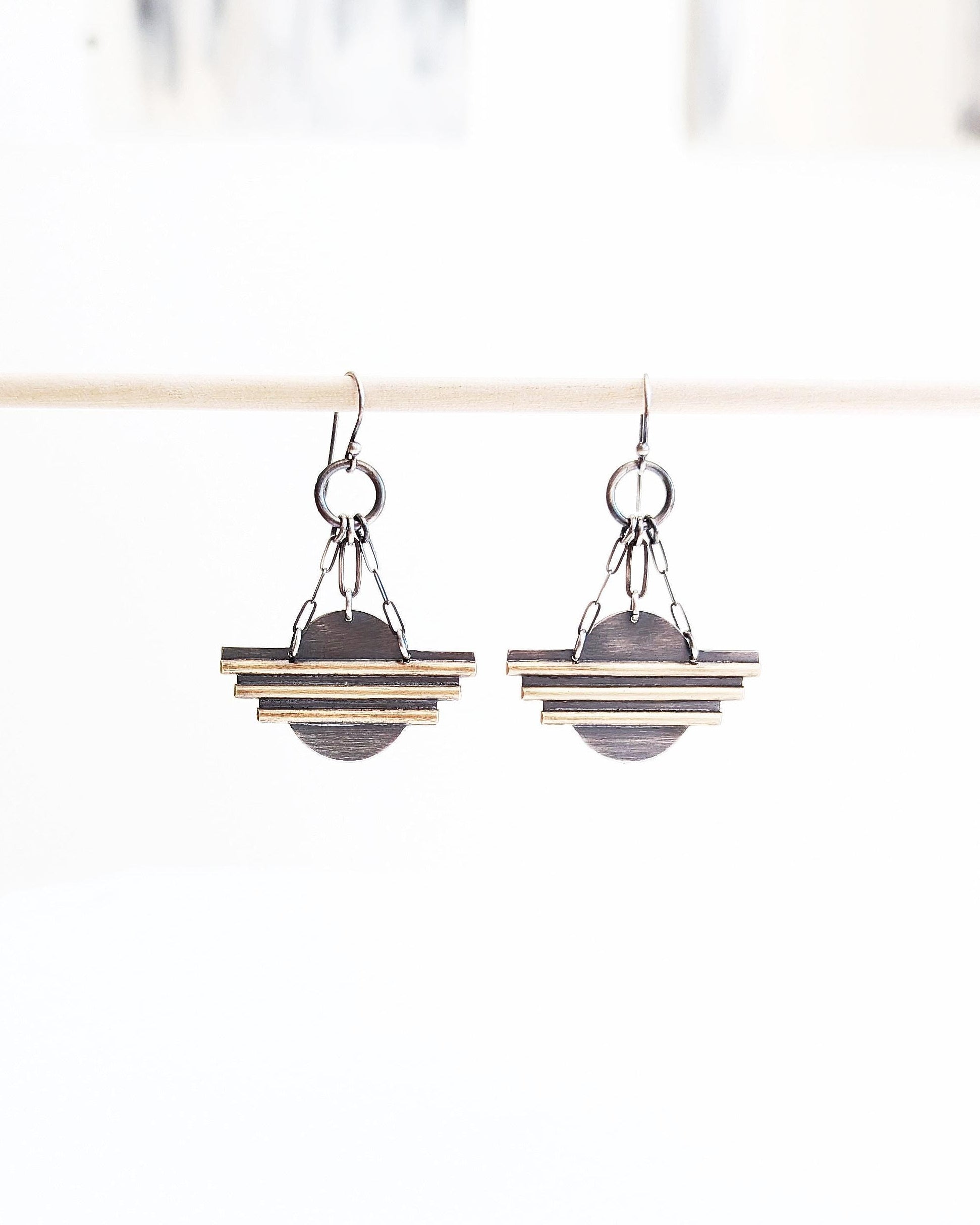 Modern Southwestern mixed metal earrings lightweight design