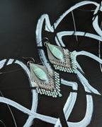 Sage green gemstone statement earrings