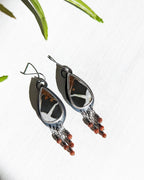 One of a kind septarian stone statement earrings with fringe