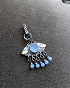 Artisan moonstone charm pendant with delicate sparkling fringe
