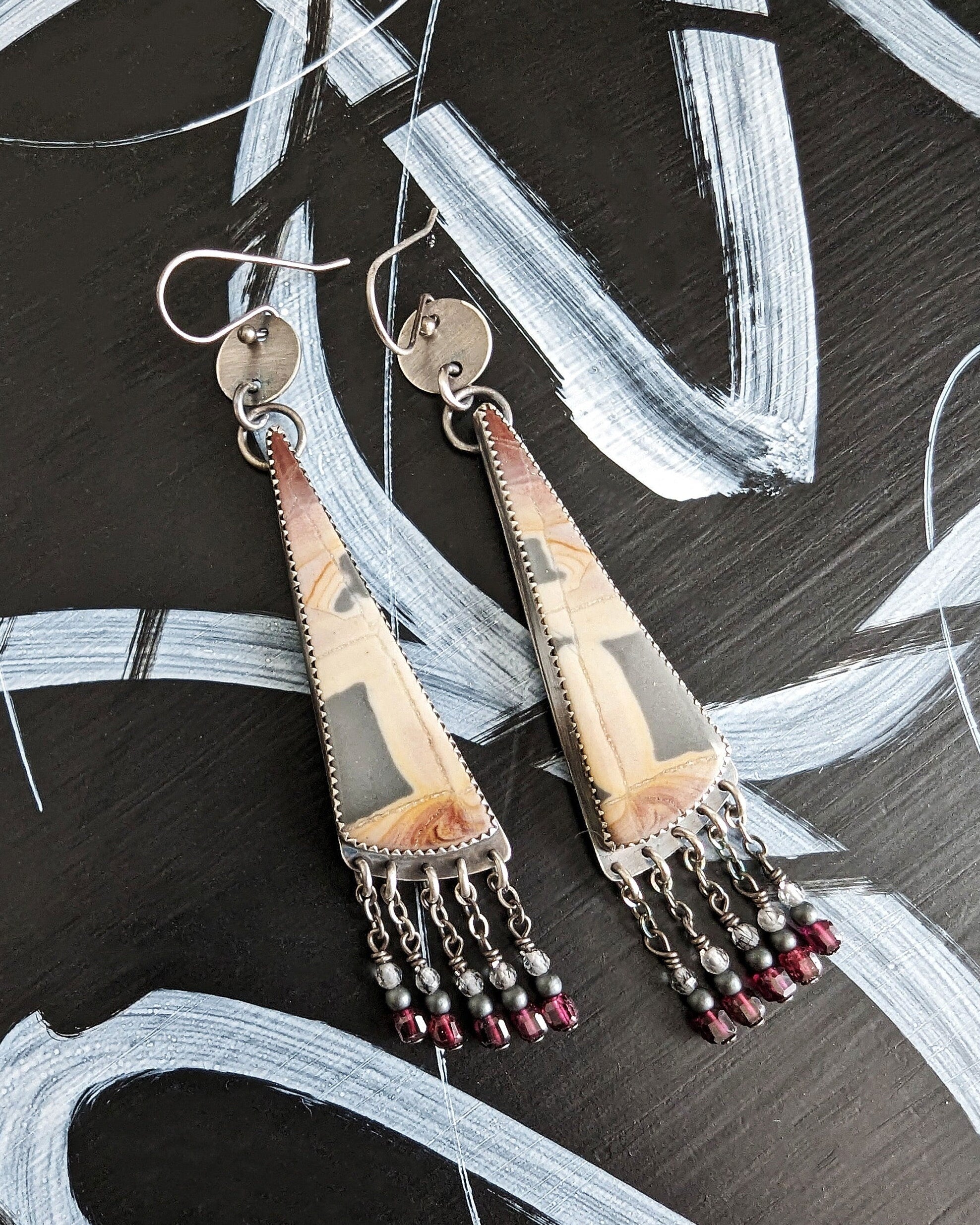 Bohemian statement earrings featuring earthy Maligano jasper