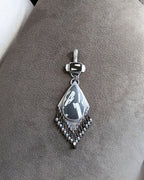 Vintage inspired black glass and rhinestone bail on artisan pendant