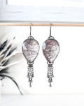 Black rutile quartz statement earrings in oxidized sterling silver
