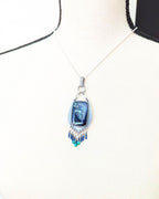 Shown on bust for size a one of a kind azurite malachite gemstone pendant by Rebellenhaus 