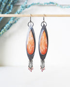 Oxidized sterling silver long dangle earrings with chain fringe