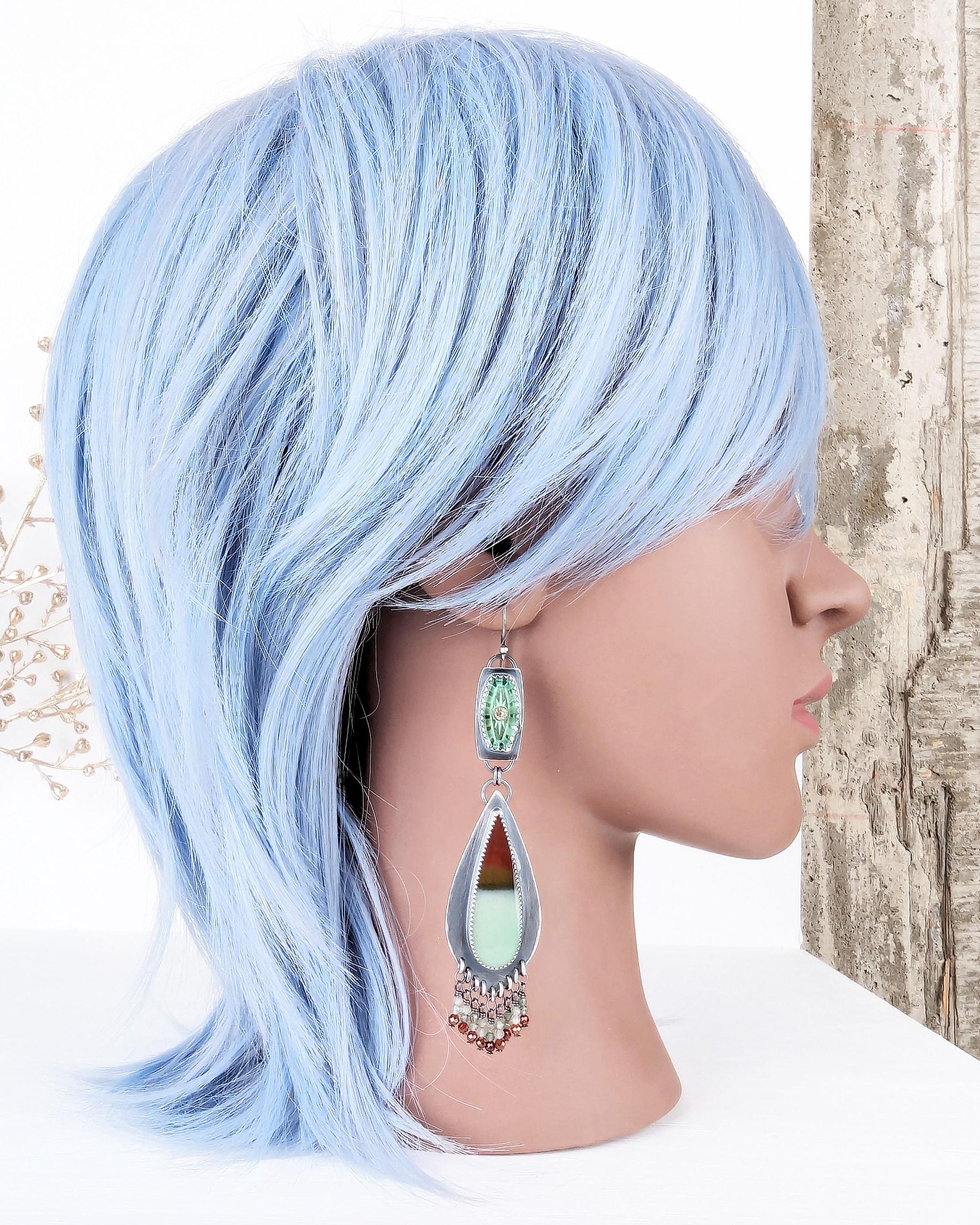 Earthy boho chic earrings inspired by forest and natural textures