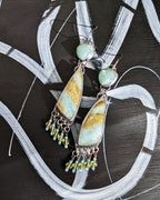 Beachy boho earrings with amazonite and peridot bead accents