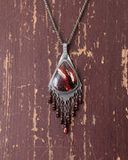 Collector gemstone pendant featuring snakeskin jasper and garnet on chain (not included)