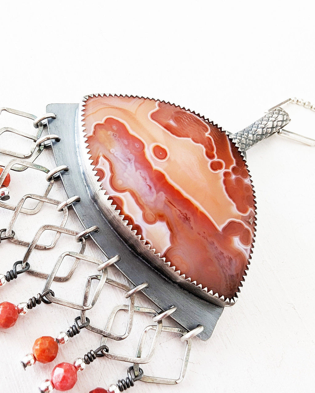 Orange agate stone close up