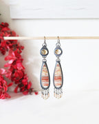 Citrine and banded agate earrings in oxidized sterling silver