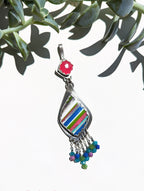 Colorful gemstone fringe boho pendant