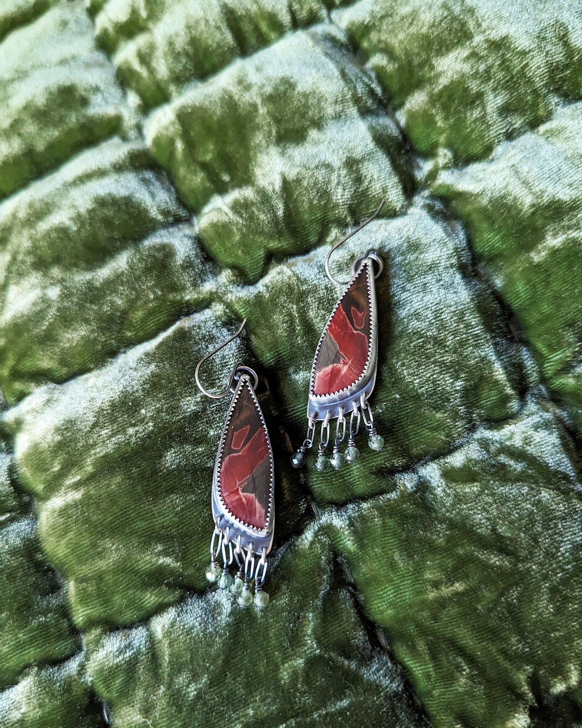 Handcrafted Red Creek jasper earrings by Rebellenhaus