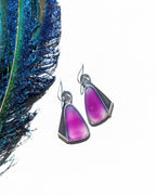 Purple agate slice earrings with rose cut stones