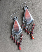 Garnet and CZ bead fringe cascading in V-point design