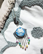 Statement pendant with chalcedony doublet and vibrant gemstone fringe chain not included