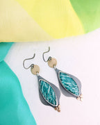 Mixed metal brass coin amazonite dangle earrings