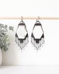 Hydro quartz crystal earrings with stepped fringe in oxidized sterling silver
