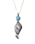 Recycled Fordite auto paint gemstone with multicolor streaks on chain (not included)