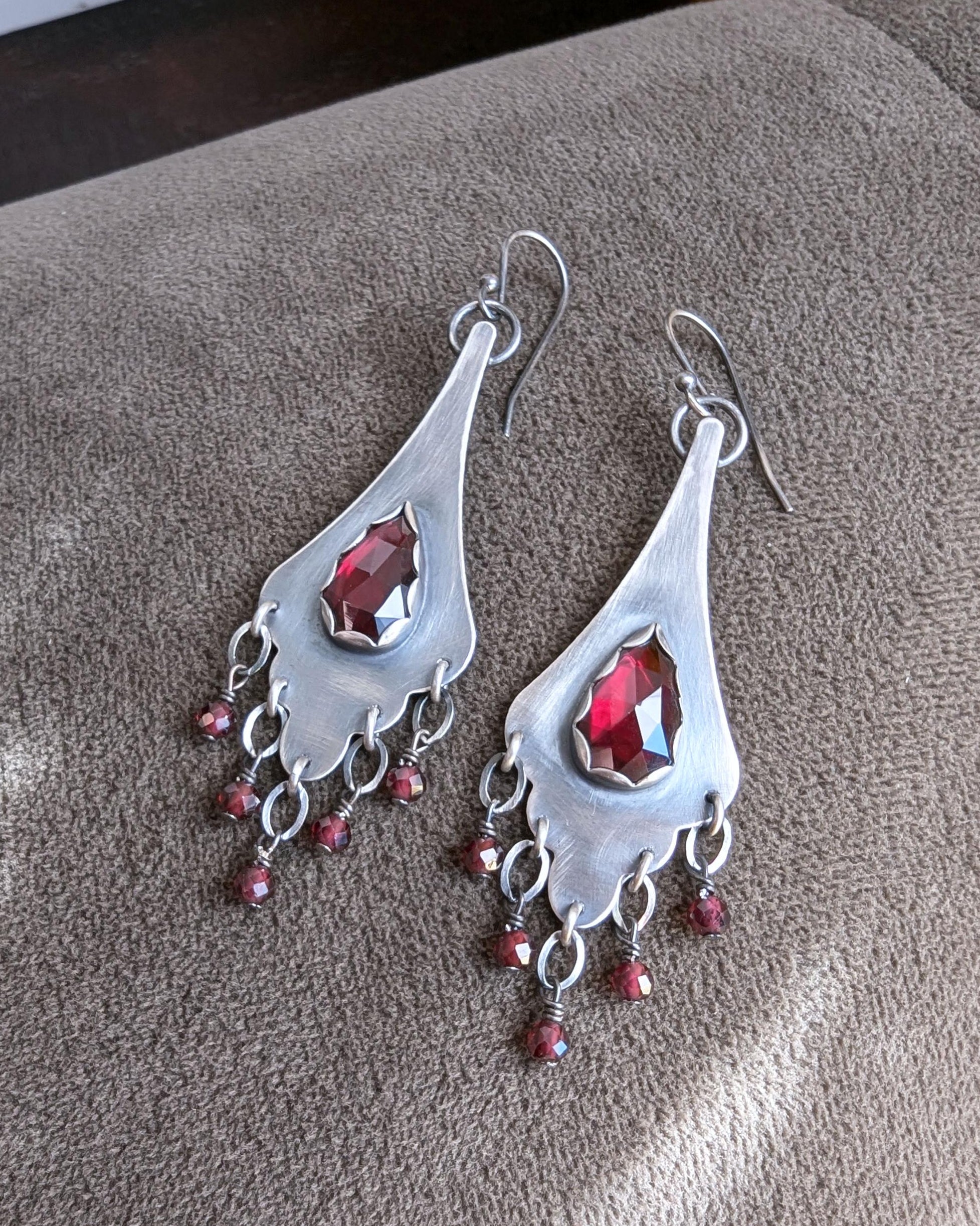 January birthstone garnet earrings with rich vintage-inspired design
