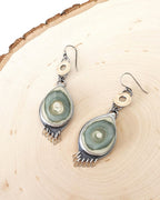 Boho brass and jasper dangle earrings with layered movement