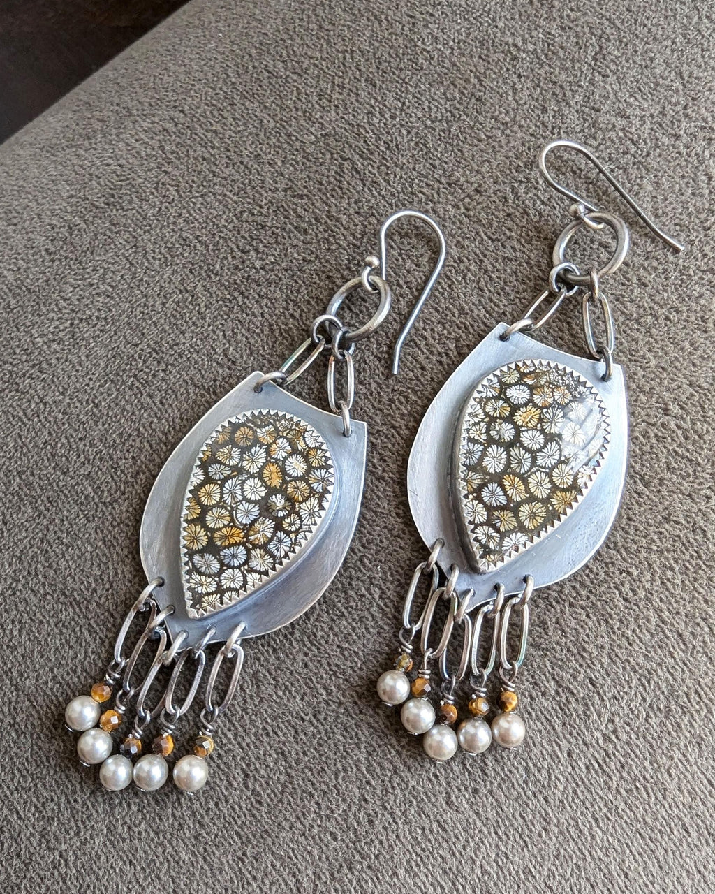 Boho oxidized silver chandelier drop earrings
