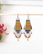 Oxidized sterling silver Aztec-inspired statement earrings