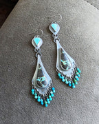 Statement turquoise earrings with mixed blue and green tones