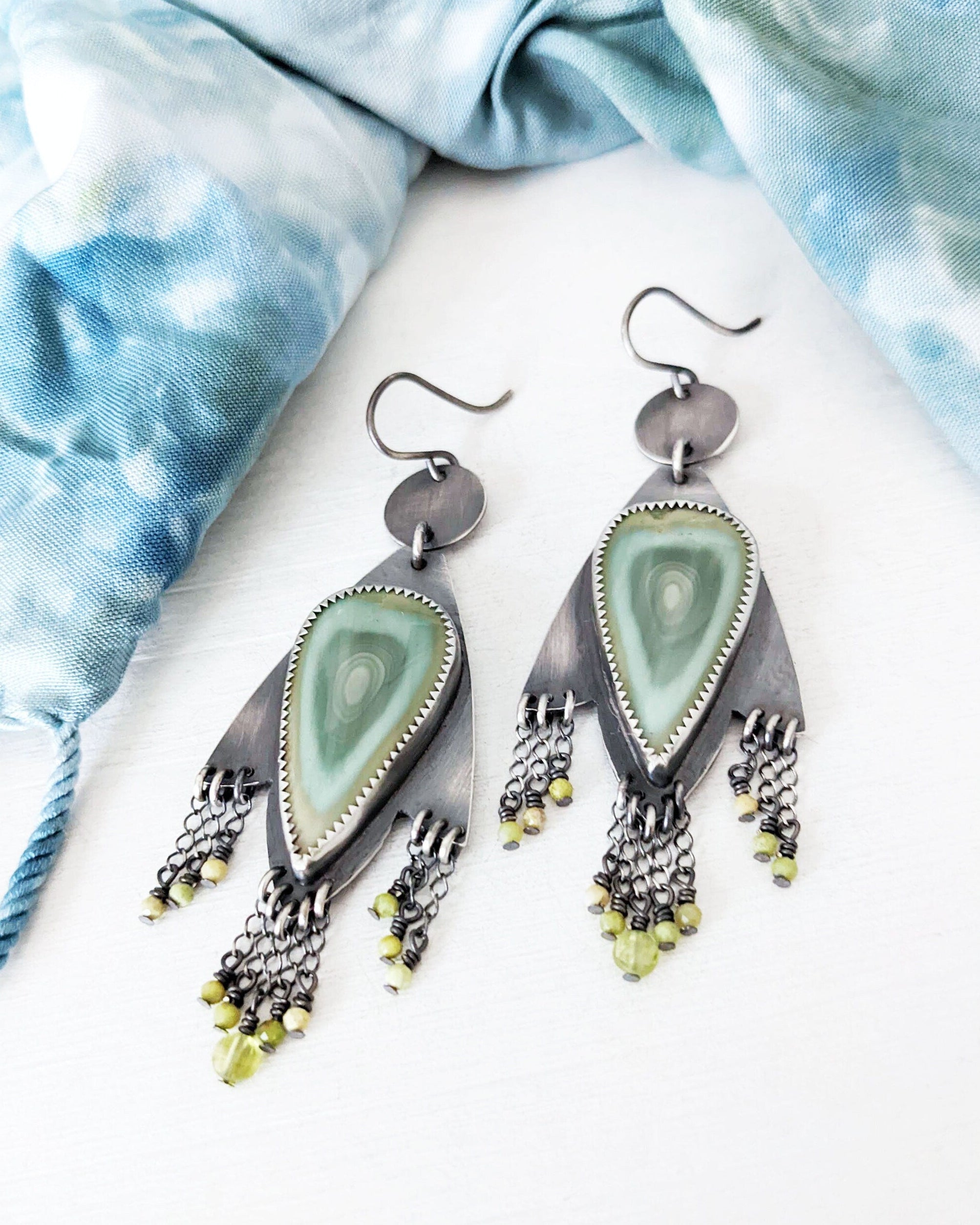 Mystical desert inspired jasper earrings in oxidized sterling silver