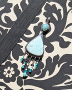 Oxidized sterling silver gemstone statement necklace