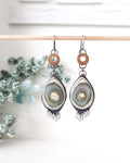 Imperial jasper double-drop earrings with handmade brass fringe