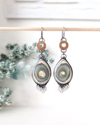 Imperial jasper double-drop earrings with handmade brass fringe