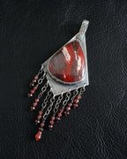 Bohemian statement necklace with orange-red CZ accent