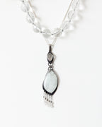 Modern boho quartz pendant with asymmetrical design and oxidized silver