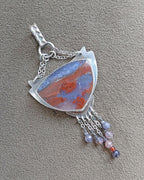 Artisan sterling silver necklace featuring natural moss agate