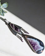 Large double-stone purple statement necklace