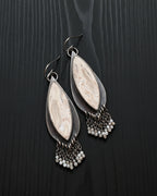 pair of swirl pattern gemstone earring with beaded fringe