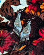 Whimsical artisan earrings featuring natural ocean jasper