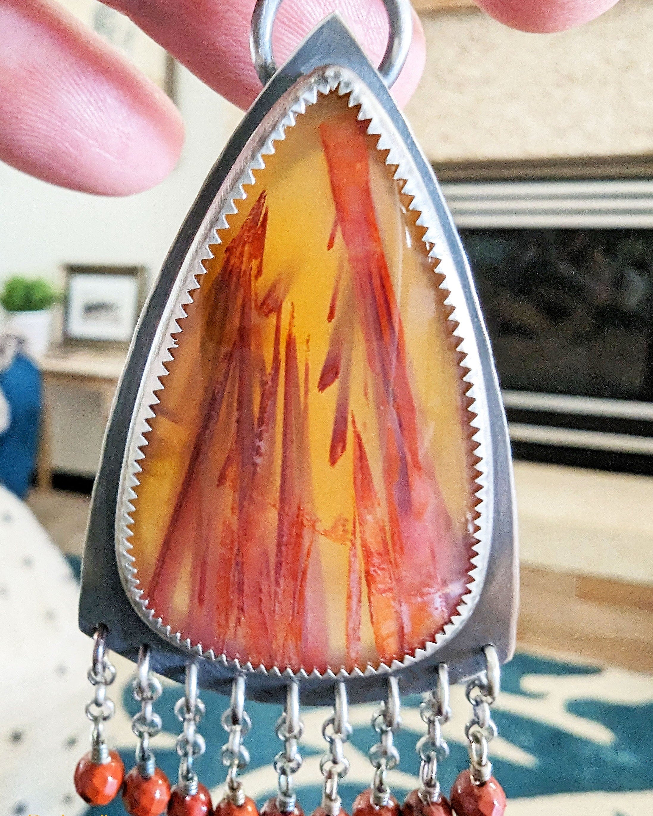 Close up of palm root agate spikes