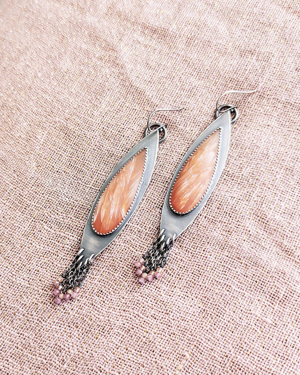 Bohemian artisan earrings with colorful natural gemstone drops