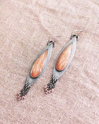 Bohemian artisan earrings with colorful natural gemstone drops