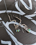 Turquoise AB crystal fringe earrings in oxidized sterling silver