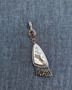 White lace agate pendant with rose cut smoky quartz bail