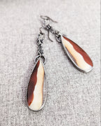 Multi-chain drop earrings in oxidized sterling silver with druzy detail