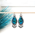 Chrysocolla malachite earrings in oxidized sterling silver