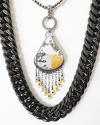 Southwestern inspired artisan gemstone pendant shown with layering neckache and on chain (not included)