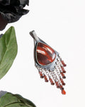 Snakeskin jasper kite-shaped pendant in oxidized sterling silver